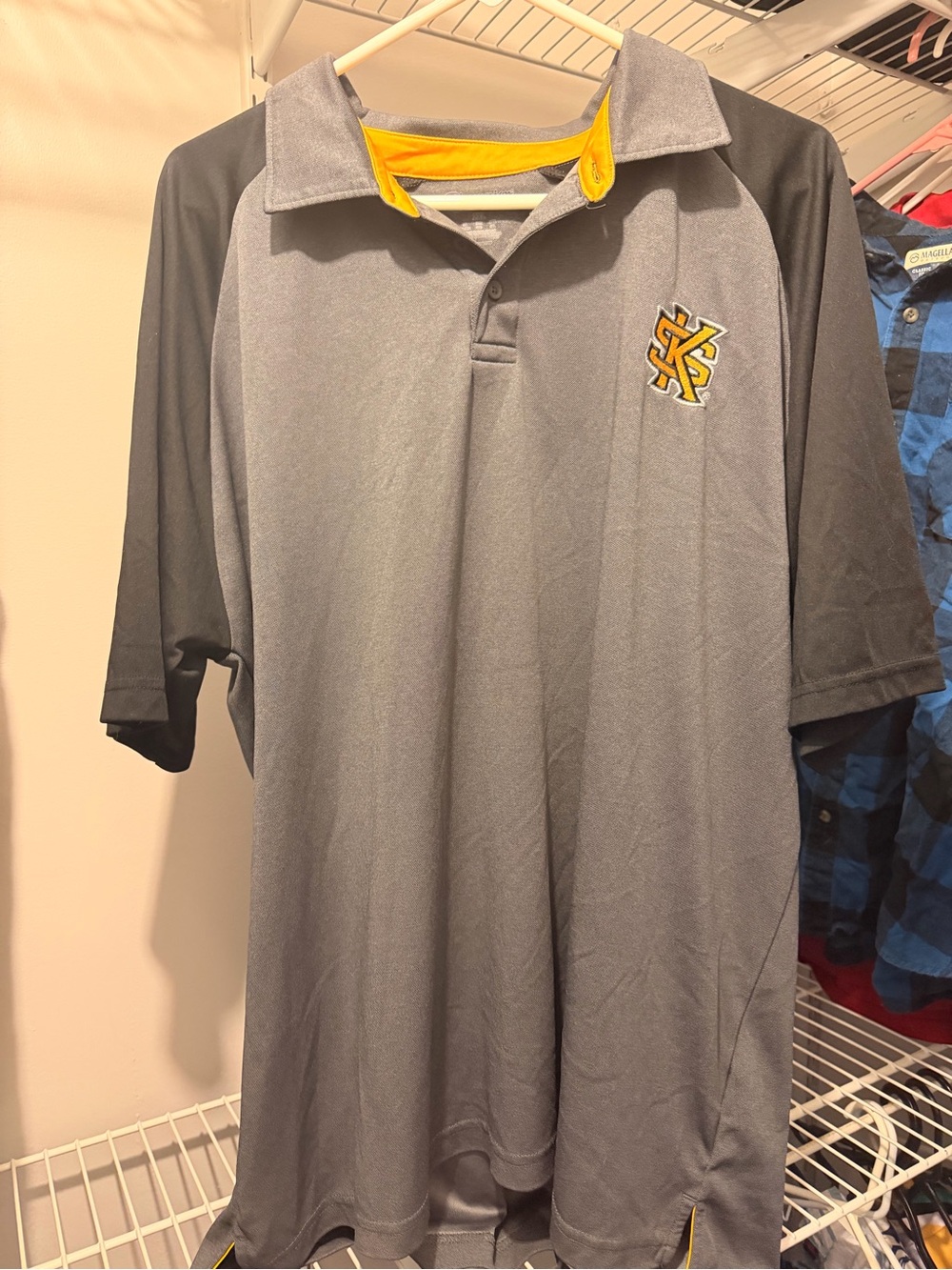 Champion Men's Grey, Black & Gold KSU Polo